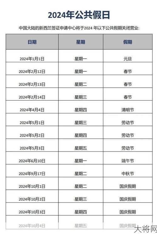 2024年放假安排时间表日历是怎样的？有哪些假期？-大将网