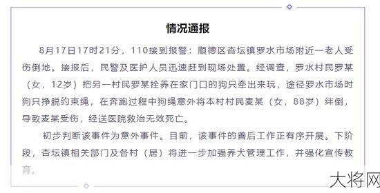 老人被狗绳绊倒事件背后，怎样提高安全意识？-大将网